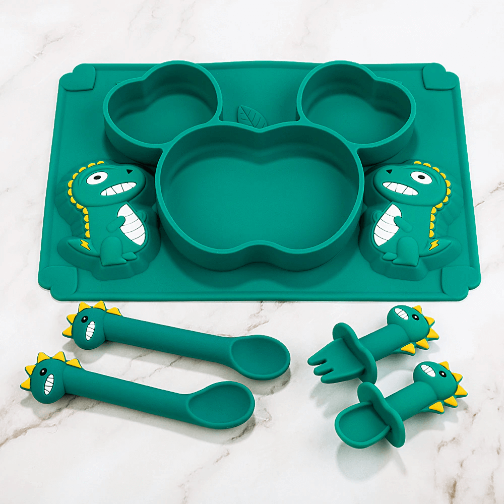MyDino Silicone Plate Spoon Fork Set