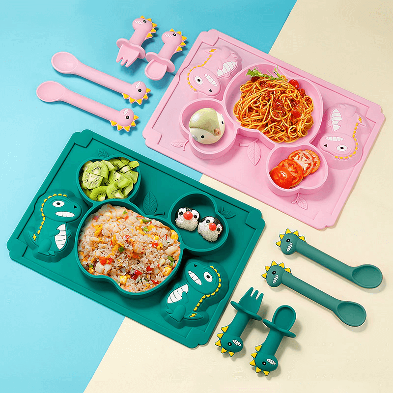 MyDino Silicone Plate Spoon Fork Set