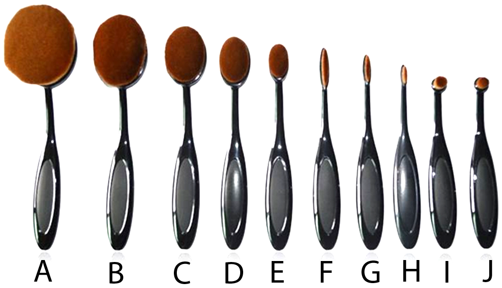 10 Piece Black and Gold Oval Brush Set