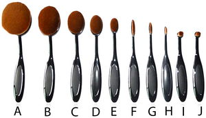 10 Piece Black and Gold Oval Brush Set