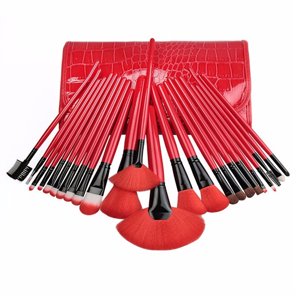 24 Piece Royal Red Brush Set